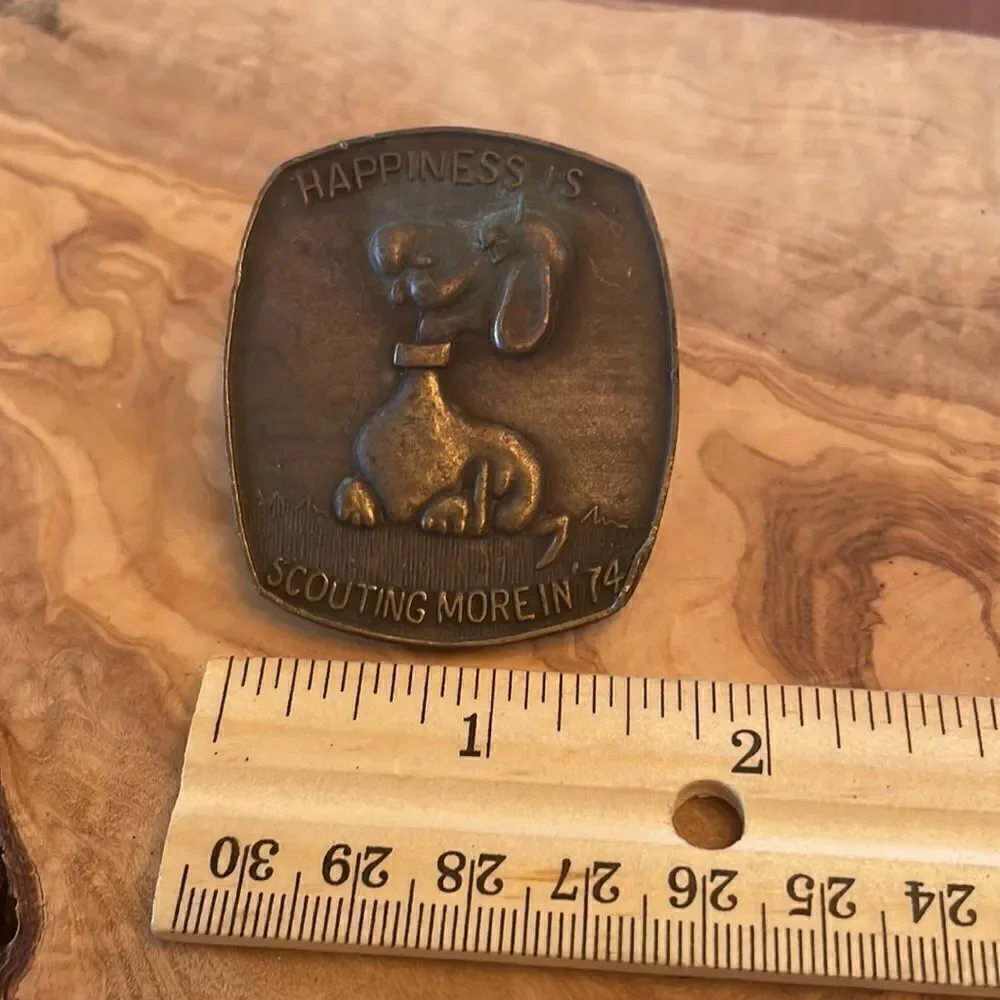 Happiness is Scouting More in '74 Scouting Neckerchief Slide